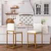 ALPHA HOME 24 Inch Bar Stools Set of 2, Kitchen Counter Stools with Backs, PU Leather Barstools, White Bar Stools with Upholstered Footrest, Sturdy Chromed Metal Steel Frame, White view 1