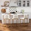 ALPHA HOME 24 Inch Bar Stools, Kitchen Counter Stools with Backs, PU Leather Barstools, White Bar Stools with Upholstered Footrest, Sturdy Chromed Metal Steel Frame, White view 4