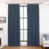 96 inch Long Deep Blue Linen Curtains Pinch Pleat Light Blocking Curtains for Bedroom Room Darkening Drapes 2 Panels Set with Hooks, 60W x 96L view 1