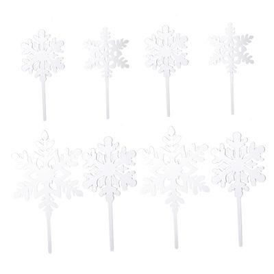BRIGHTFUFU 8pcs Snowflake Cake Toppers Acrylic Snowflake Party Decorations for Christmas Birthday Wedding
