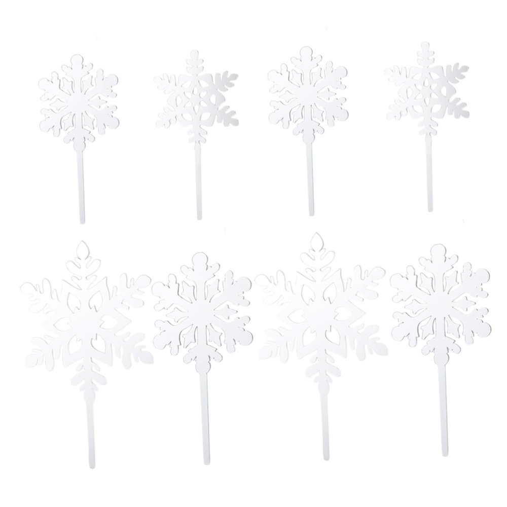 BRIGHTFUFU 8pcs Snowflake Cake Toppers Acrylic Snowflake Party Decorations for Christmas Birthday Wedding