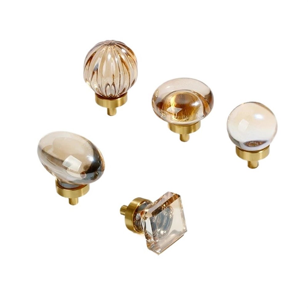 SOSODBBM Brass Crystal Handles Drawers Cabinet Door Pulls Furniture Hardware Wardrobe Knobs 2Pcs(Model-D)