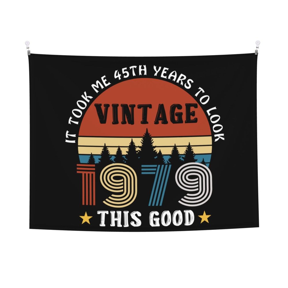 45th Birthday Gifts 1979 Tapestry 29x37 Inch Funny Aesthetic Tapestry Wall Art For Bedroom Living Room Wall Hanging Home Dorm Backdrop Decor