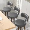 Bekrvio Swivel Counter Height Bar Stools Set of 2, Faux Leather Kitchen Stools Upholstered Barstools with Back, Walnut Wood Legs, Mid Century Island Chairs Counter Stools, 26" Seat Height, Grey view 3
