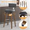 Bekrvio Swivel Counter Height Bar Stools Set of 2, Faux Leather Kitchen Stools Upholstered Barstools with Back, Walnut Wood Legs, Mid Century Island Chairs Counter Stools, 26" Seat Height, Grey view 4
