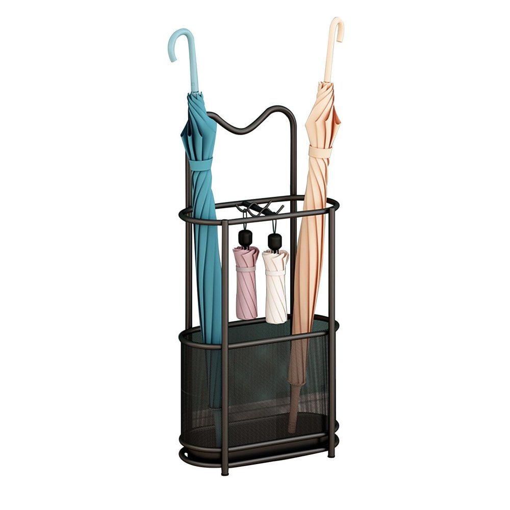 saditesdk Modern Umbrella Holder, Large Capacity Space Saving Umbrellas Rack Stand with Drip Tray & 4 Non-Slip Mats,Standing Stable Umbrella Organizer, for Homes Offices,Black