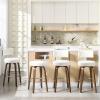 Bekrvio Swivel Bar Height Bar Stools Set of 4, Faux Leather Kitchen Stools Upholstered Barstools with Back, Walnut Wood Legs, Tall Bar Stools for Kitchen Island, 29 inch Seat Height, White view 1