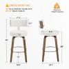 Bekrvio Swivel Bar Height Bar Stools Set of 4, Faux Leather Kitchen Stools Upholstered Barstools with Back, Walnut Wood Legs, Tall Bar Stools for Kitchen Island, 29 inch Seat Height, White view 2