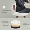 Bekrvio Swivel Bar Height Bar Stools Set of 4, Faux Leather Kitchen Stools Upholstered Barstools with Back, Walnut Wood Legs, Tall Bar Stools for Kitchen Island, 29 inch Seat Height, White view 3