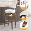 Bekrvio Swivel Bar Height Bar Stools Set of 4, Faux Leather Kitchen Stools Upholstered Barstools with Back, Walnut Wood Legs, Tall Bar Stools for Kitchen Island, 29 inch Seat Height, White view 4