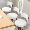Bekrvio Swivel Bar Height Bar Stools Set of 2, Faux Leather Kitchen Stools Upholstered Barstools with Back, Walnut Wood Legs, Tall Bar Stools for Kitchen Island, 29 inch Seat Height, White view 3