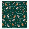 springcos Christmas Gingerbread Throw Blanket Custom Name Blanket Green Holiday Christmas Fleece Blanket view 1