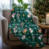 springcos Christmas Gingerbread Throw Blanket Custom Name Blanket Green Holiday Christmas Fleece Blanket view 2