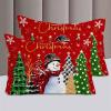 Christmas Snowman Bedding Queen Duvet Cover Set 3 Pieces, Holiday Microfiber Soft Comforter Quilt Cover with Red Checkered Tree Snowflake Xmas Decorative Throw Pillow Cover Cases for All Seasons view 2