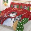 Christmas Snowman Bedding Queen Duvet Cover Set 3 Pieces, Holiday Microfiber Soft Comforter Quilt Cover with Red Checkered Tree Snowflake Xmas Decorative Throw Pillow Cover Cases for All Seasons view 3