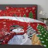 Christmas Snowman Bedding Queen Duvet Cover Set 3 Pieces, Holiday Microfiber Soft Comforter Quilt Cover with Red Checkered Tree Snowflake Xmas Decorative Throw Pillow Cover Cases for All Seasons view 4