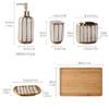RUJHGL Farmhouse Ceramic Soap Dispenser Bathroom Accessory Set Decor Soap Dispenser & Tumbler Bamboo Wood Tray Bath Countertop Vanity Organize Pump Bottle view 2