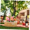 Gogogmee Hand Woven Flower Basket with Bow Decorative Floral Arrangement Holder for Weddings Parties Home Decor and Stylish Design for Flower Girls and Special Occasions view 3