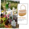 Gogogmee Hand Woven Flower Basket with Bow Decorative Floral Arrangement Holder for Weddings Parties Home Decor and Stylish Design for Flower Girls and Special Occasions view 4