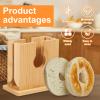 Bagel Slicer Holder Bamboo Bagel Cutter Slicer Smooth Bagel Slicer Multifunctional Bagel Cutter Reusable Bagel Cutting Guide Practical Bagel Slicing Tool for Bagels Toast Bread (1) view 3