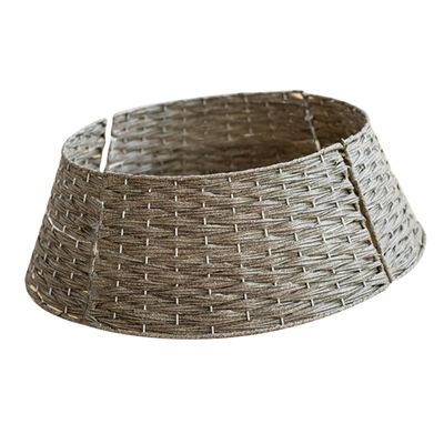 FONDOTIN Christmas Tree Skirt Handwoven Tree Collar for Holiday Decor Small Gray Woven Base Cover Xmas Party Decoration Reusable and Stylish