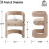 Upholstered Barrel Dining Chairs Set of 4, Modern Velvet Dining Room Chairs with Open Back & Sled Base, No Assembly Kitchen Arm Chairs Comfy Accent Makeup Vanity Chair for Living Room Bedroom, Khaki view 2