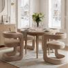 Upholstered Barrel Dining Chairs Set of 4, Modern Velvet Dining Room Chairs with Open Back & Sled Base, No Assembly Kitchen Arm Chairs Comfy Accent Makeup Vanity Chair for Living Room Bedroom, Khaki view 3