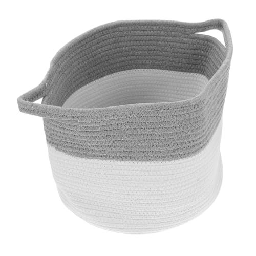 ibasenice Woven Storage Basket Dual Handles Cotton Rope Basket for Home Supplies Organizing Bin