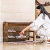 FAMEOYA Entryway Bench, Shoe Bench for Living Room, Shoe Rack Bench Modern and Simple Double Layer, Shoe Changing Stool in The Hall, Shopping Mall Shoe Rack with Cushion view 2