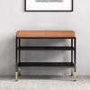 FAMEOYA Entryway Bench, Shoe Bench for Living Room, Shoe Stool Storage Nordic Wrought Iron Frame, Household Shoe Changing Stool, Double-Layer Shoe Rack Stool with Cushion view 2