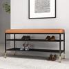 FAMEOYA Entryway Bench, Shoe Bench for Living Room, Shoe Stool Storage Nordic Wrought Iron Frame, Household Shoe Changing Stool, Double-Layer Shoe Rack Stool with Cushion view 4