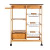 yanzhuen001 Kitchen Mobile Shelf, Moveable Kitchen Cart with Stainless Steel Table Top,Three Drawers & Three Basket,Kitchen Trolley Cart, Dining Kitchen Organizer,Cart view 2