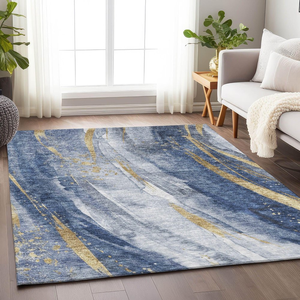 Addison Rugs Chantille ACN1676 Blue 8' x 10' Indoor/Outdoor, Machine Washable, Easy Clean, Non Shedding, Bedroom, Living Room, Dining Room, Kitchen, Patio Rug