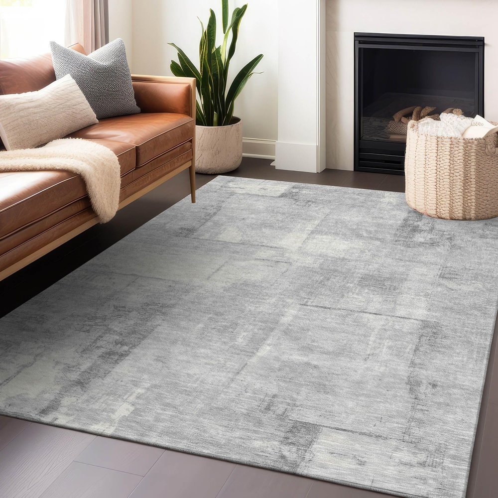 Addison Rugs Chantille ACN1714 Gray 8' x 10' Indoor/Outdoor, Machine Washable, Easy Clean, Non Shedding, Bedroom, Living Room, Dining Room, Kitchen, Patio Rug