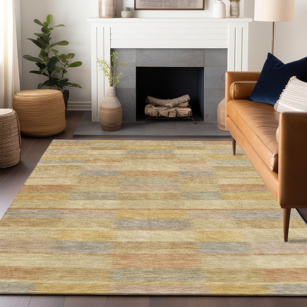 Addison Rugs Chantille ACN1628 Wheat 3' x 5' Indoor/Outdoor, Machine Washable, Easy Clean, Non Shedding, Bedroom, Living Room, Dining Room, Kitchen, Patio Rug