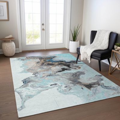 Addison Rugs Chantille ACN1688 Teal 8' x 10' Indoor/Outdoor, Machine Washable, Easy Clean, Non Shedding, Bedroom, Living Room, Dining Room, Kitchen, Patio Rug