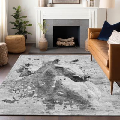 Addison Rugs Chantille ACN1719 Gray 3' x 5' Indoor/Outdoor, Machine Washable, Easy Clean, Non Shedding, Bedroom, Living Room, Dining Room, Kitchen, Patio Rug