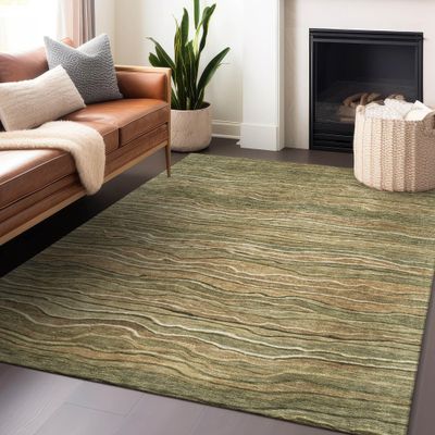 Addison Rugs Chantille ACN1704 Fern 9' x 12' Indoor/Outdoor, Machine Washable, Easy Clean, Non Shedding, Bedroom, Living Room, Dining Room, Kitchen, Patio Rug