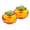 GARVALON 2pcs Glass Persimmon Figurine Decorative Craft for Home Car Office and Realistic Miniature Fruit Sculpture view 1