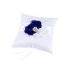 TINEASUR Floral Ring Pillow 20x20cm White Bridal Party Flower Cushion Pearls for Wedding Ring Bearer view 1