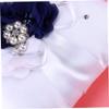 TINEASUR Floral Ring Pillow 20x20cm White Bridal Party Flower Cushion Pearls for Wedding Ring Bearer view 2