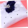 TINEASUR Floral Ring Pillow 20x20cm White Bridal Party Flower Cushion Pearls for Wedding Ring Bearer view 3