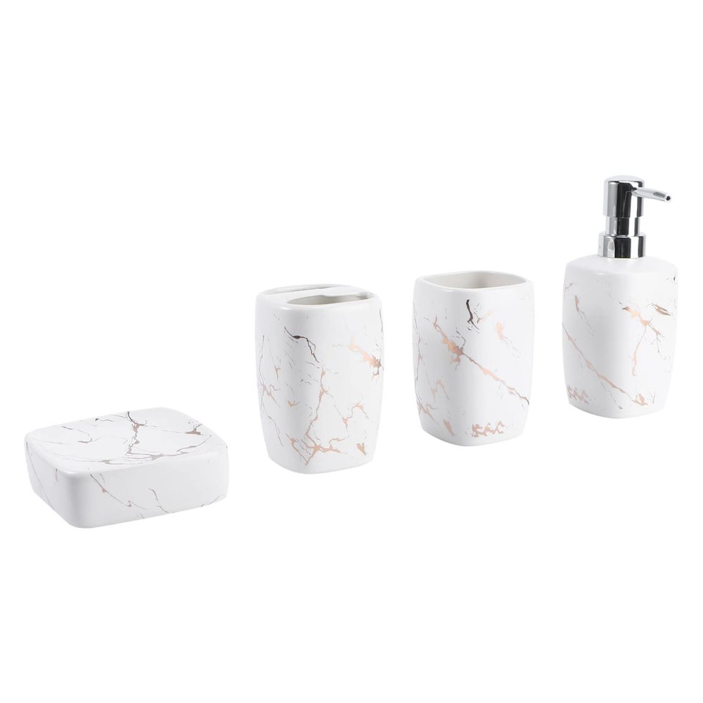 BUGUUYO 1set Bathroom Washing Set Sanitary Lotion Bottle Toothbrush Holder and Mouthwash Cup Bathroom Accessories for Practical Home Organization Matte White