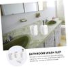 BUGUUYO 1set Bathroom Washing Set Sanitary Lotion Bottle Toothbrush Holder and Mouthwash Cup Bathroom Accessories for Practical Home Organization Matte White view 3