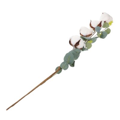 CORHAD Artificial Cotton Stem Eucalyptus Leaves for Home Floral Arrangements Rustic Cotton Branches for Vase Filler Faux Greenery Decoration for Weddings and Events