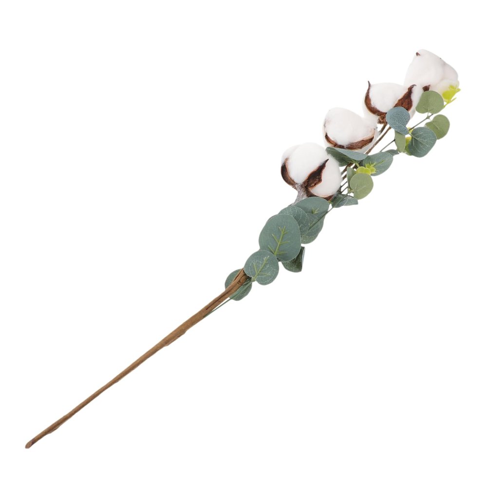CORHAD Artificial Cotton Stem Eucalyptus Leaves for Home Floral Arrangements Rustic Cotton Branches for Vase Filler Faux Greenery Decoration for Weddings and Events