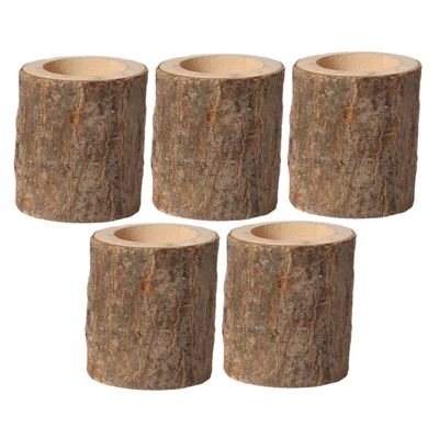 ORFOFE 5pcs Creative Candleholder Wooden Candlestick Decor for Home Wedding and Party Layouts Unique Design for Christmas Desktop and Bar Counter Decorations