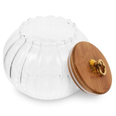 COLLBATH Pumpkin-shaped Airtight Glass Storage Jar Lid Canister for Coffee Beans Snacks Kitchen Organization Elegant and Functional Decorative Container