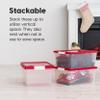 IRIS USA 12 Qt. Plastic Storage Bins Containers with Lids, 4 Pack, Sensory Bin, Craft Storage, Craft Organizers and Storage, Organizing Container for Home, Office School Supplies, Stackable, Clear/Red view 4
