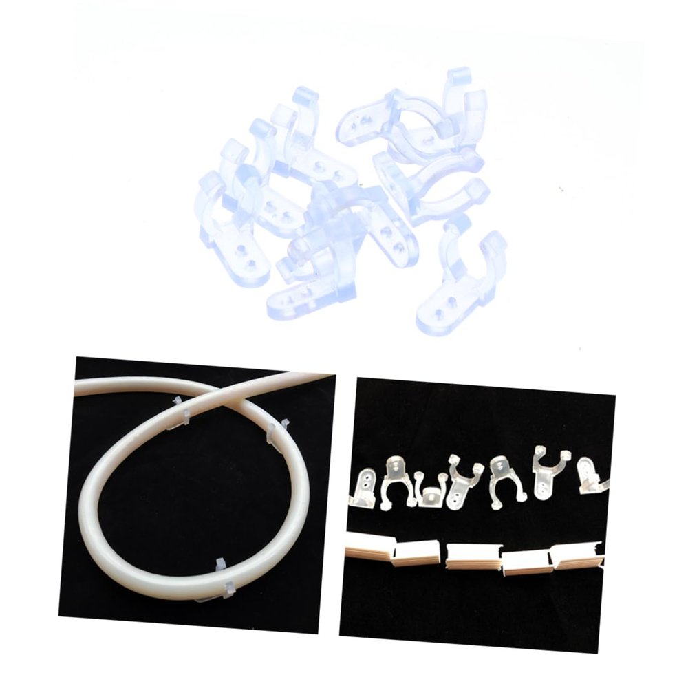 BUGUUYO 10pcs Clear PVC Led Rope Light Clips Easy to Install Mounting Clips for Round Rope Lights for Outdoor Indoor Use for Weddings Patios and Christmas Decor